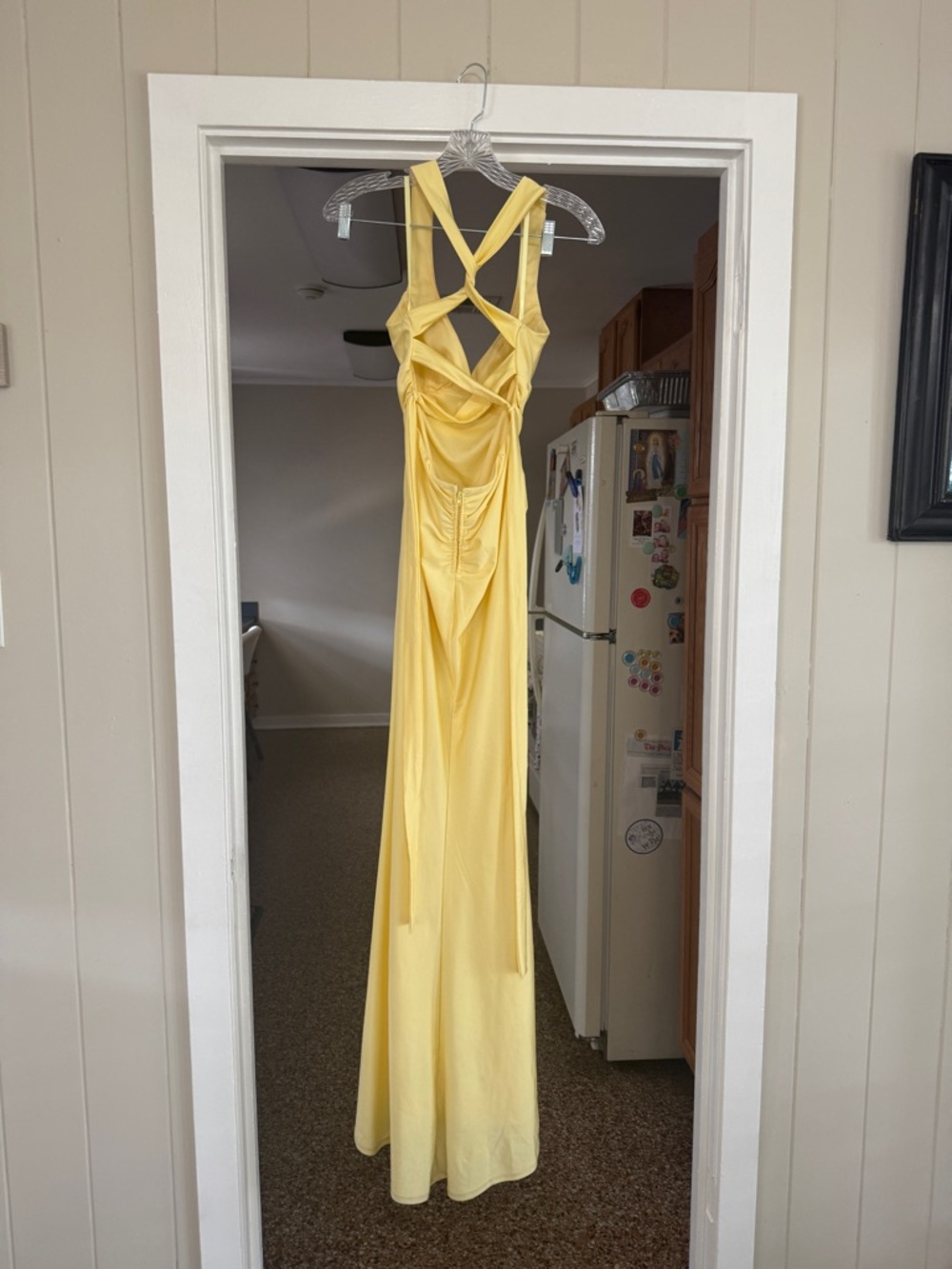 Windsor Pale  Yellow Prom Dress with Strappy V-Neck - Picture 2 of 2